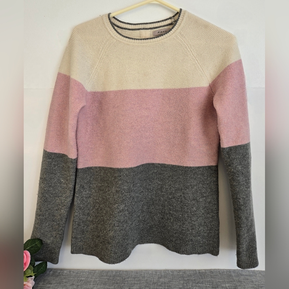 Kew Sweater 100% Merino Wool, Size S Knit Casual Layer Pullover, Striped